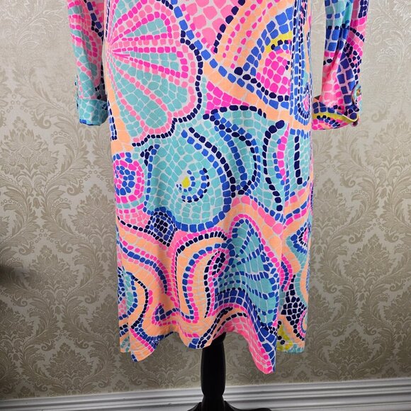 Lilly Pulitzer Size Med Multicolor Dot A-Line Casual Dress Fish Seashell Pattern - Picture 4 of 12